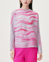 Luxury Micro-Pleated Knit Top – Flowing Long Sleeve Designer Style